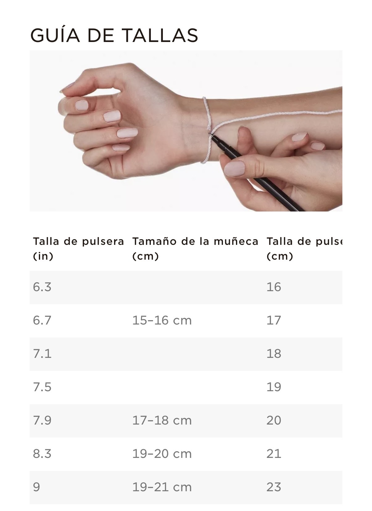 Guía de talles